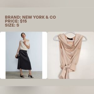 New York & Company | Ivory Cowl Neck Sleeveless Blouse | Size S